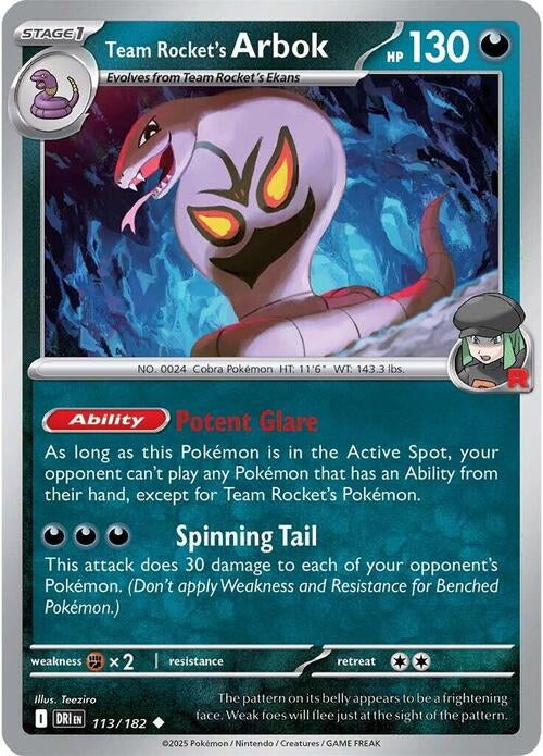 Destined Rivals Team Rocket's Arbok #113/182